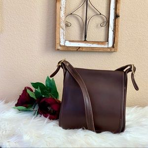 Vintage Coach Brown Leather crossbody Saddle Bag